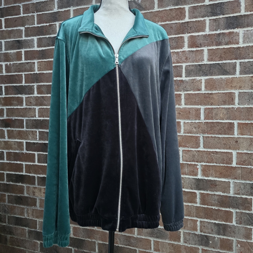 INC International Concepts Teal Gray Black Lightweight Jacket Womens XL